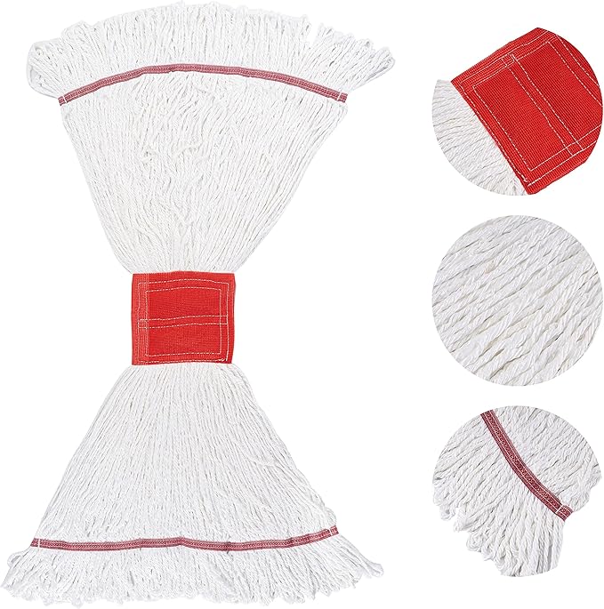 Matthew Cleaning Microfiber String Mop Heavy Duty Commercial Wet Mop Head Replacement,Excellent Absorbency,Premium Launderability,Reusable for Home,Commercial and Industrial Use(White,6Pack)
