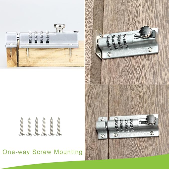 Heavy Duty 4-Digit Combination Locking Bolt - Reinforced Zinc Alloy Security Slide Latch for Gates, Sheds, Barns, Fences & Cabinets - Childproof Design & Anti-Theft Password Setting (Silver)