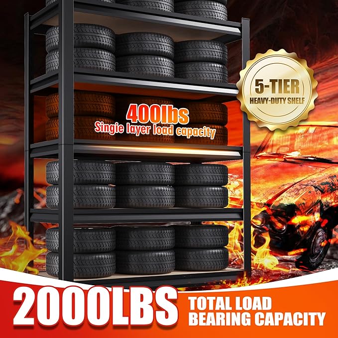 71"H-35"W Garage Shelving-2050LBS 5 Tier Storage Shelves,Adjustable Heavy Duty Metal Shelving Unit and Storage Large Rack,Utility Steel Shelf For Shop Warehouse Industrial Pantry Basement 71"x35"x16"