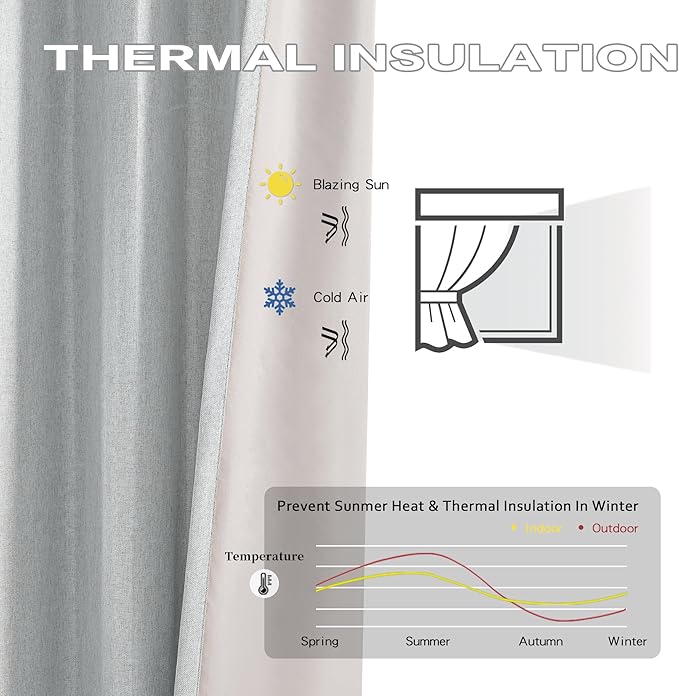 Light Grey Pinch Pleated Blackout Curtains 105 Inch Long, Accordion Style Thermal Insulated Drapes with Hooks, Back Tab Ceiling Traverse Curtains for Living Room,50x105, 2 Panels