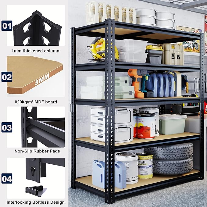 40" W Garage Shelving Unit, 2400Lbs Storage Shelves, Heavy Duty Adjustable Rack for Basement, Warehouse, Pantry, Stores, Tool Room, Freestanding Organizer