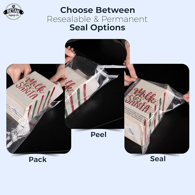 Poly Bags with Suffocation Warning – 8x10" Clear Resealable Bags – 200 Pack Self-Seal Packaging Bags for Shipping and Retail – Retail Supply Co