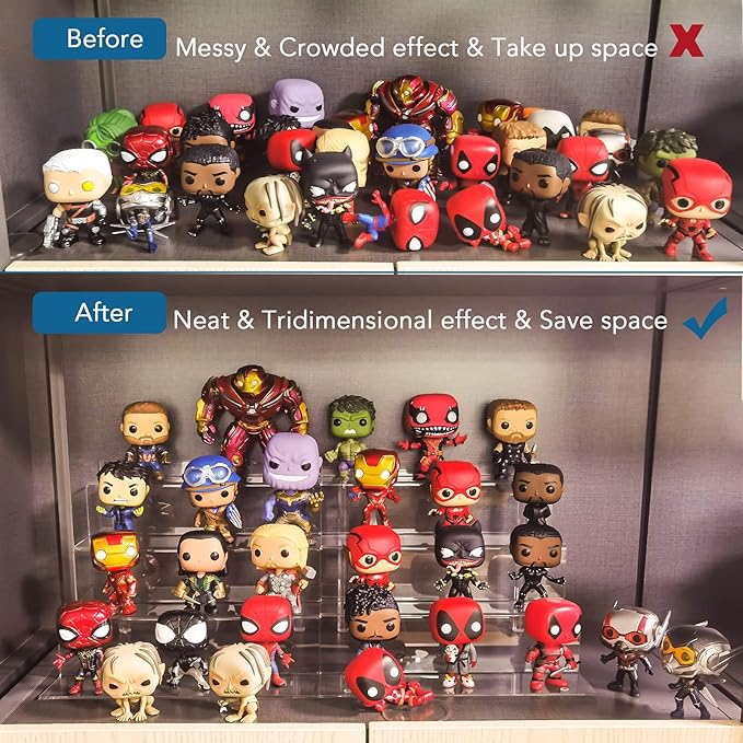 12 Inch Acrylic Shelf for Perfume Organizer, 4 Tier Funko POP Shelves, Cologne Organizer Tiered Riser Display Stand, Acrylic Display for Decoration