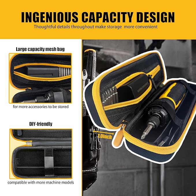 Tool Storage Case for DEWALT Cordless Screwdriver (DWHT66719) ，with Removable Divider and Mesh Pocket for electric screwdriver Bits(Box Only)