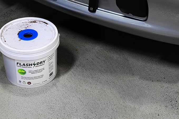 FlashDry Super Spill Absorbent, 5L Bucket with Dispenser Lid, 100% Organic Coco Coir, Landfill Safe, OSHA Approved, Ideal for Absorbing Oil, Paint, Grease in Garages Kitchens Janitor Kits, Pack of 12
