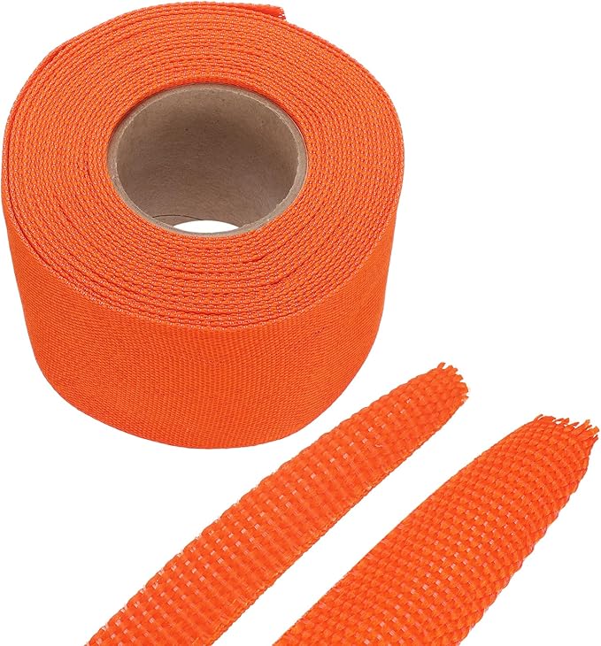 MECCANIXITY Braided Cable Sleeves Heat Shrinkable Fabric Sleeving, 2" 26ft Orange 2:1 Ratio Heat Shrinkable Cord Protector for Harness Cable, Network Cable Protection, Cable Management