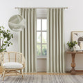DUALIFE Linen Blackout Curtains Drapes 96 Inches Long 2 Panels Set, Pinch Pleated Farmhouse Room Darkening Thermal Insulated Back Tab Drapes with Hooks for Track System-Natural Linen/Greige, W40xL96