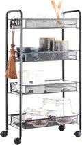 JANE EYRE Rolling Utility Storage Rack Cart on Wheels, Trolley Carft cart, Multi-Purpose Organizer Shelf (Black, 4 Tier)…