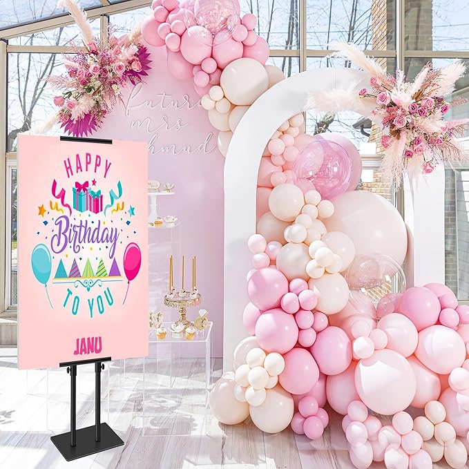 Poster Stand Heavy Duty - Adjustable Pedestal Sign Stand Double-Sided Poster Stands for Display Foam Banner, Poster Board Stand Floor Standing Sign Holder Height Up to 80 Inch, Black 1Pack