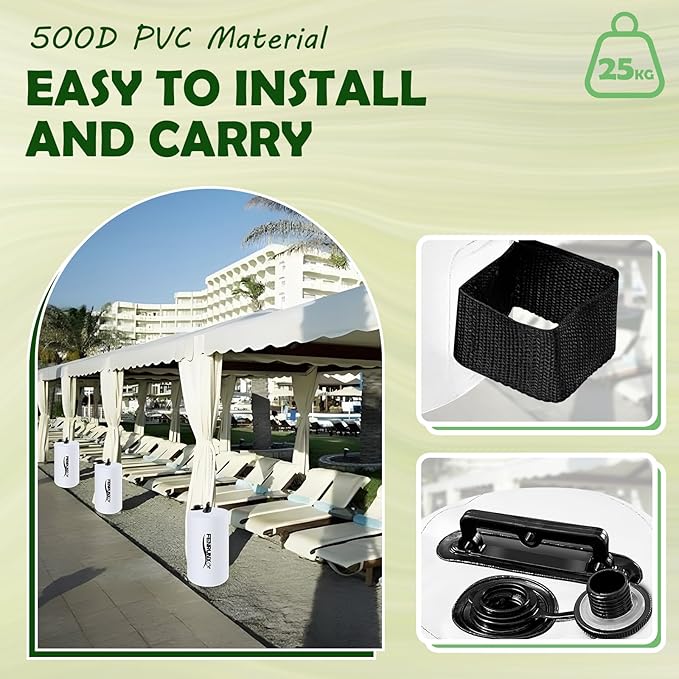 Canopy Water Weight Bag,220 LBS Heavy Duty Tent Weights Set of 4 Leg Weights for Pop Up Canopy,Tent,Gazebo,Carport,White