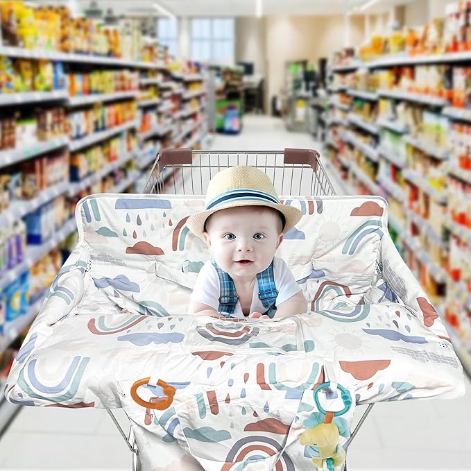 Shopping Cart Cover for Baby,2-in-1 High Chair Cover with Portable Cloth Bag,Cart Seat Pad for Babies Grocery Cushion Cover Restaurant,Suitable for All Supermarkets