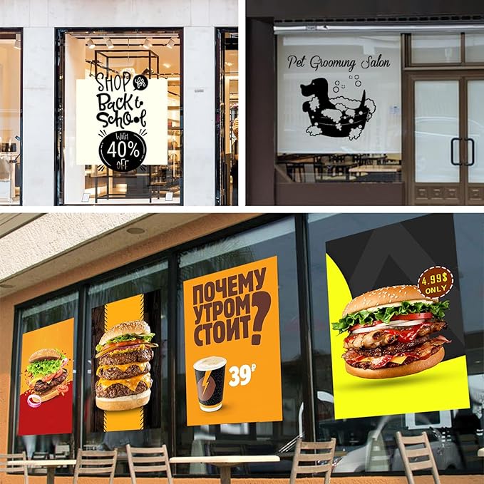 Custom Business Window Film, Custom Signs, Business Windows Graphics Decal, Personalized Frosted Window Advertising Sticker, Design Photos and Text Window Film 18 x 79in