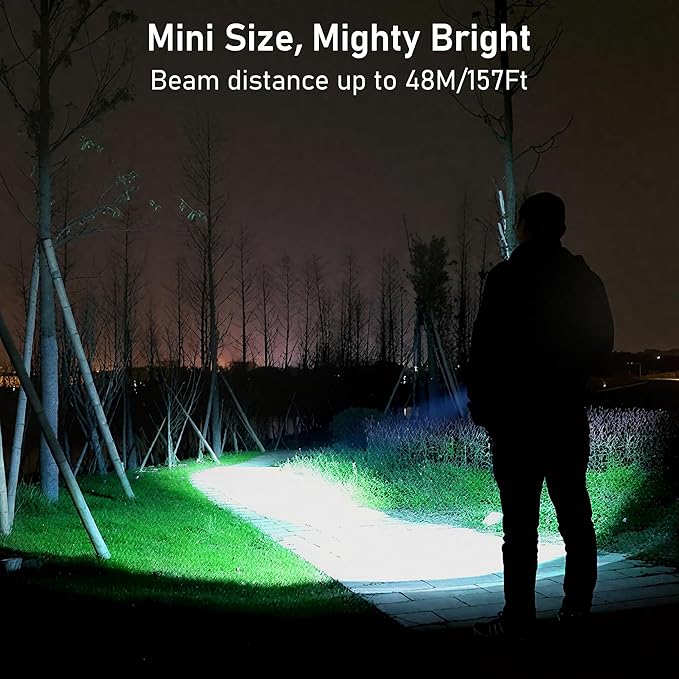 Blukar Rechargeable EDC Flashlight, 360L Mini Keychain Flash Light with 3 Lighting Modes, Memory Function, Waterproof, Compact and Portable Pocket Light for Everyday Carry, Emergency,Camping,Outdoor
