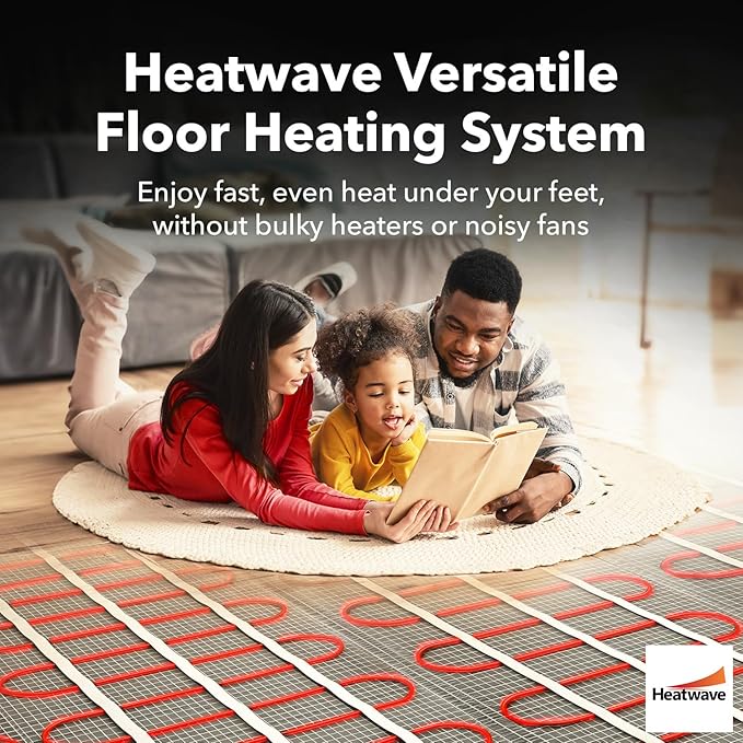 Electric Heated Floor System, 110 Sqft 240V Underfloor Electric Heating System, Heated Floor Mat, Radiant Heaters for Indoor Use, Heating Mat with 7-Day/4 Event Programmable GFCI Thermostat