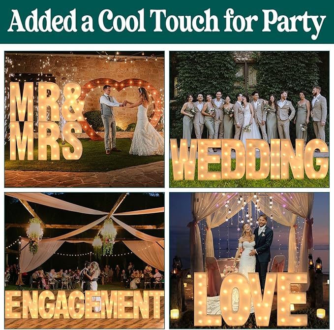 Marquee Letters 3 Feet Tall, 3FT Large Light up Letters F, Big Sign F with Warm White Light for Birthday Wedding Proposal Engagement Graduation Party Backdrop Decorations