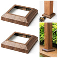 2 Pcs 6"x6" (Actual: 5.5"x5.5") Aluminum Post Base Cover for Railings, Stairs, Patios, Porches - Split Deck Post Skirt (Walnut Wood)
