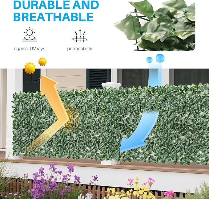 Patio Paradise 39"x98"-1Pc Faux Ivy Fence Privacy Screen Artificial Greenery Wall Backdrop,Fake Grass Wall Panels for Outside Apartment Balcony,Vine Leaf Decor for Outdoor Patio Chain Link