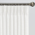 White Linen Pinch Pleated Semi Sheer Curtains 2 Panels 130 Inches Long, Back Tab with Hooks, Window Treatment Curtains for Living Room 42 Inch Wide