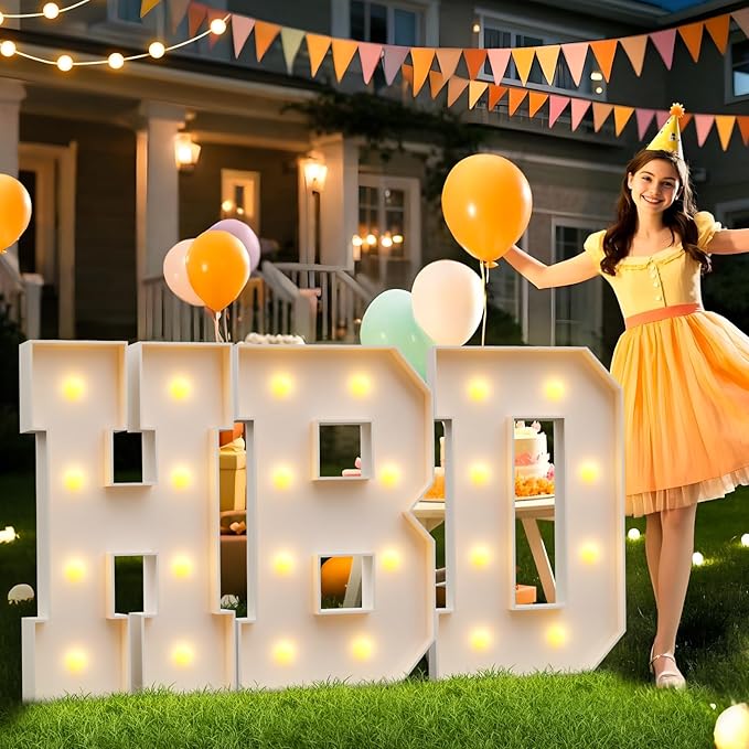 imprsv Marquee Light Up Letter S, Art Craft Kit for Party Decorations, 3FT White Foam Board Decor, Baby Shower, Wedding, Engagement Decorations