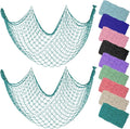 ZUEXT Aqua Decorative Fishing Net 80x40 Inch, 2 Pack Large Picture Fish Net, Wall Photo Hanging Fishnet for Nautical Mermaid Pirate Ocean Themed Hawaii Beach Under the Sea Party Decorations