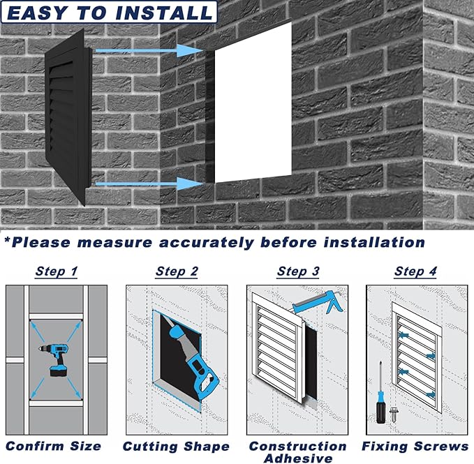 12"*18" Gable Vent,Aluminum Alloy Wall Vent Shed Vents,with Removable Strainer and 180 Degree Opening Angle.Ideal for Attic,Shed,Garage,Play House,Coop.[Inside Dimensions:9.5" w X 15" h]-Black 1 Pack