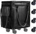(Large) Fanwoli Reusable Grocery Bag on Wheels with Upgraded Wrinkle-Resistant Fabric | Enhanced Stability Wheels & Extended Handle | Foldable Shopping Trolley for Laundry, Carries Up to 130 L