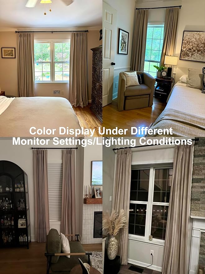 Vision Home Sand Pinch Pleated Full Blackout Curtains Linen Blended Room Darkening Window Curtains 90 inch for Living Room Bedroom Thermal Insulated Pinch Pleat Drapes with Hooks 2 Panel 40" Wx90 L