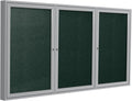 Ghent 48"x72" 3-Door Outdoor Enclosed Vinyl Bulletin Board, Shatter Resistant, with Lock, Satin Aluminum Frame - Ebony (PA34872VX-183), Made in the USA