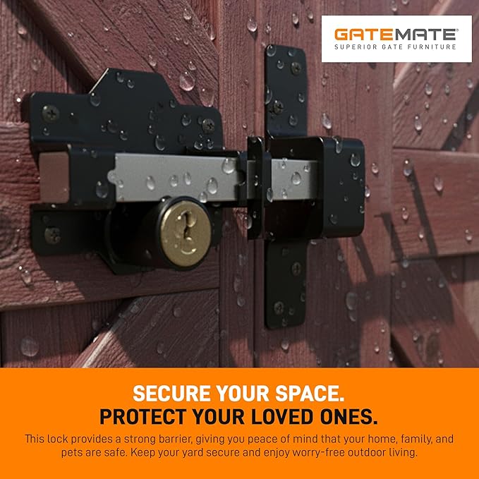 GateMate 2 ¾”(70mm) Double Locking Long Throw Gate Lock 5 Keys Included, Stainless Steel, High Durability, Ideal for Gates and Doors, Corrosion-Resistant.