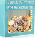 Juexica Seashell Holder with Light Display Box Room Decor Ocean Themed Gifts for Christmas Display Case Sea Shells Beach Coastal Decor Acrylic Wall Hanging (Blue,Beach)