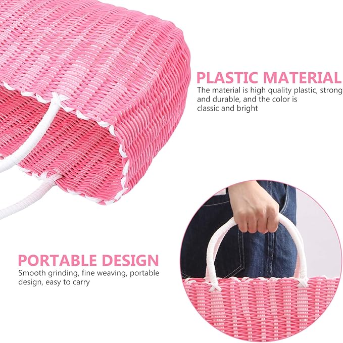 Cabilock Market Basket Woven Straw Basket African Basket Straw Beach Bag Reusable Grocery Shopping Bag Tote Bag Big Capacity Travel Tote Purse