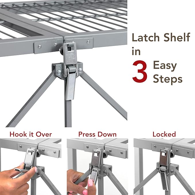 Origami R5 Series Foldable 4-Tier Steel Storage Rack, Pewter – Heavy-Duty Metal Shelving Unit w/ Removable Wheels for Laundry Room or Garage – Rolling Organizer for Home, Office & Warehouse