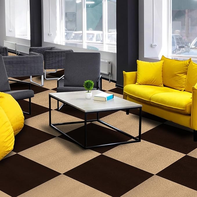 Peel and Stick Carpet Squares 24" x 24", Self Adhesive Non-Slip Carpet Tiles, Peel and Stick Soft Padded Carpet Tiles for Kitchen Bedrooms Indoor Outdoor(10 Tiles/40 sq ft)