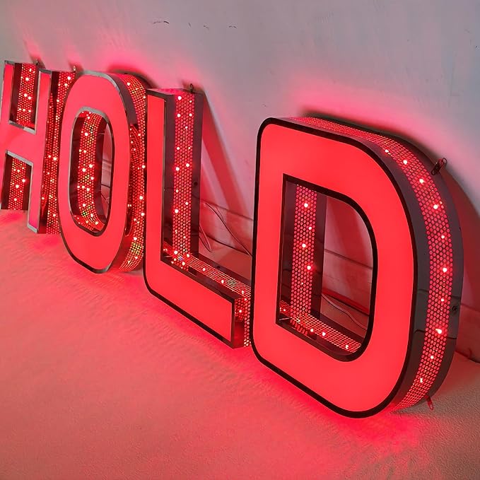 Outdoor Large Lighted Letter 10 to 20 Inch Tall Channel Letters Stainless Steel Lighted Business Signs for Storefront Branding Signage (14 letters)