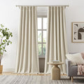 DUALIFE Natural Pinch Pleated Blackout Curtains 150 Inch Long 12.5ft Length 2 Panels, Back Tab with Hooks,Ceiling Sun Blocking Curtains for Track System Living Room Boho Decor,40Wx150L Inch 2 Burg