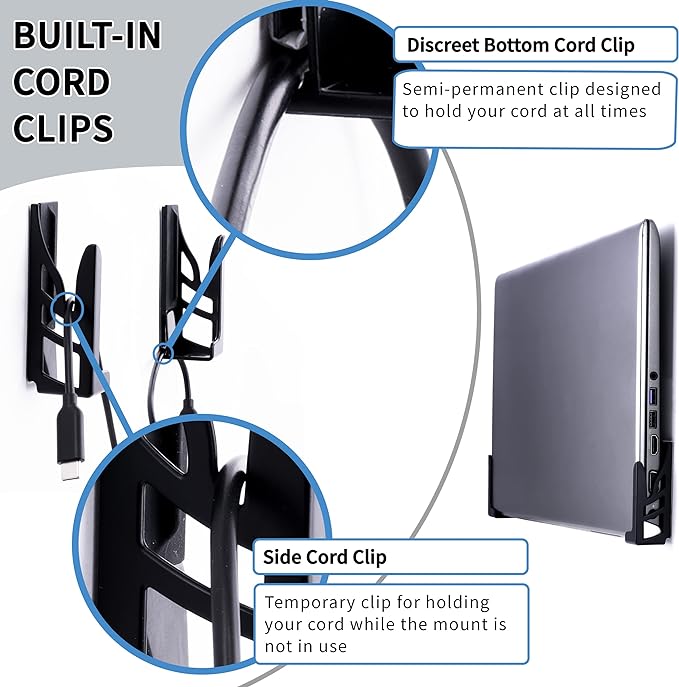 Dockem Koala Wall Mount 2XL: Damage-Free or Screw-in Universal Dock for Laptops, or Tablets and Smartphones with Thicker Cases (Black)