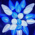Brightown C9 Christmas String Lights, Blue and Pure White Commercia Outdoor Christmas Lights with 100 Strawberry C9 LED Bulbs, Waterproof Extendable UL Certified for Party Holiday Indoor Xmas Decor