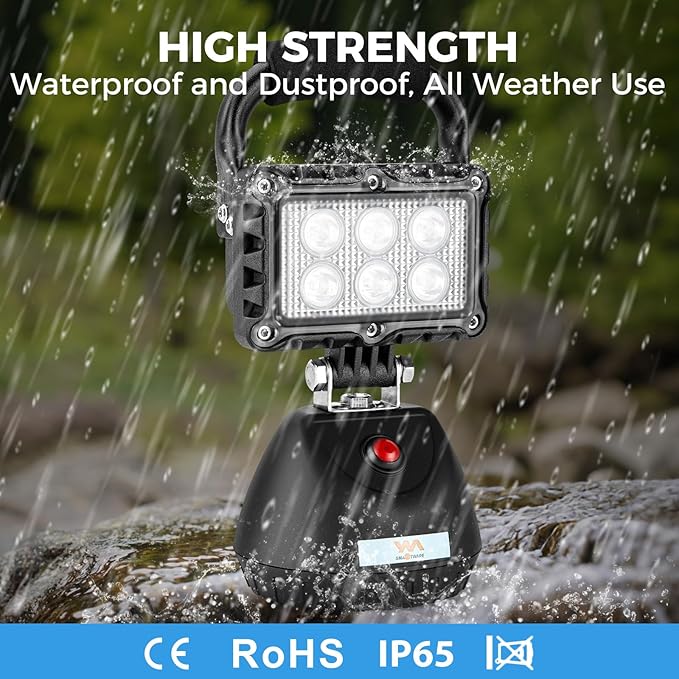SMA LED 18W Work Light 2400LM Aluminum Alloy Strong Magnetic Waterproof Dustproof Portable Handle Floodlight Suitable for Repair Workshop Garage Construction Site (Blue)