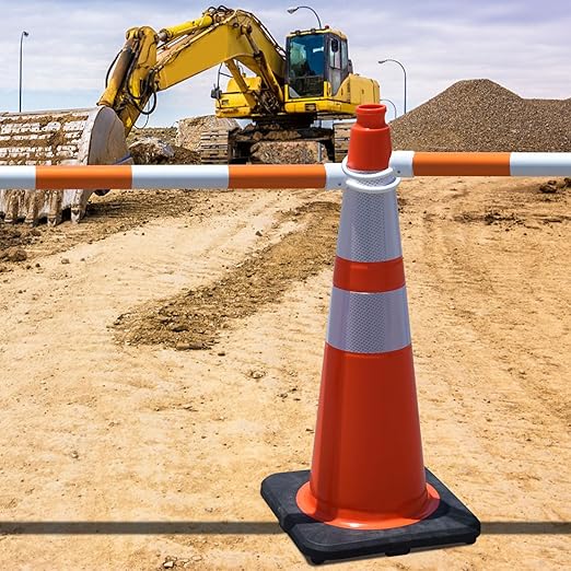 8 Pack Min 4' Feet to Max 7' Feet Retractable Traffic Cone Bars, Expandable Reflective Cone Bars for Parking Lot Safety, Portable Temporary Barriers Barricades for Road Work Construction