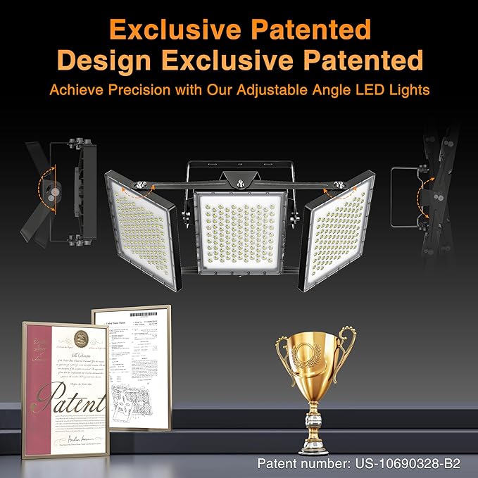 SOLLA 2025 Elite New Upgraded LED Flood Light Outdoor 600W 90000lm Stadium Flood Lights, 5000K IP66 Waterproof Adjustable Floodlight for Street, Parking Lot