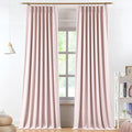 Vision Home Soft Pink Pinch Pleated Full Blackout Curtains Linen Blended Room Darkening Curtain Panels 120 inch for Living Room Bedroom Thermal Insulated Pinch Pleat Drapes with Hooks 40" Wx120 Lx2
