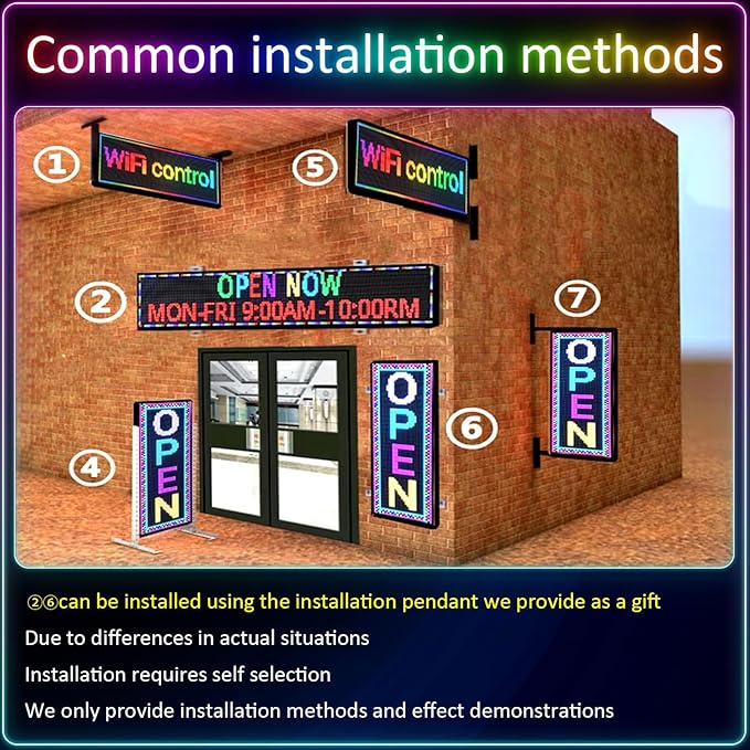 Led Sign Custom Programmable Scrolling Outdoor Digital For Business Matrix Panel Electronic Message Board Display Screen Waterproof Ip65 Wifi/App Control 96x32 Rgb Matrix, 39"X14"