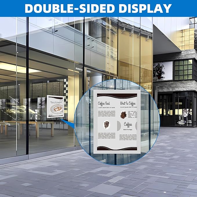 Magnetic Sign Holder 8.5 x 11-10 Pack Double Sided Magnetic Picture Frames for Wall Window Display Frame Paper Poster Document Holder Reusable Adhesive Frames for Refrigerator Glass Door