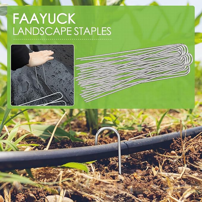 12 Inch Landscape Staples, 50 Pack Galvanized Landscape Stakes Heavy Duty 8 Gauge U-Shaped Garden Stakes, Ground Stakes for Weed Barrier Fabric, Irrigation Tubing, Fence, Outdoor Decorations