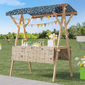 Outdoor Vendor Cart, Portable Cart with Canopy, Movable Stall Display Stand, Foldable Vending Stand Kiosk Display Trolley with Canopy, for Market, Street Food, Events(Blue 5,150cm/59in)