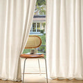 MIULEE Non-See-Through Privacy Linen Curtains 2 Panels, Light Filtering Window Curtains Farmhouse Textured Back Tab Semi Sheer Drapes for Bedroom Living Room, 52 x 90 Inches Long, Cream Ivory