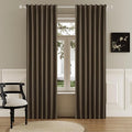 DUALIFE Full Blackout Brown Curtains 63 Inch Long Linen Textured Curtains Thermal Insulated Heat Blocking Noise Reducing Vintage Drapes for Nursery Bedroom Rod Pocket&Back Tab 2 Panels 50W x 63L