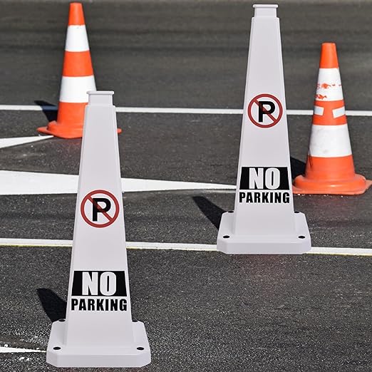 OrangeStar 6-Pack 28" No Parking Cones, Large 4-Sided Traffic Cones with Heavy Rubber Base for Parking Lot Control, Safety, Driveway | Indoor Outdoor Use