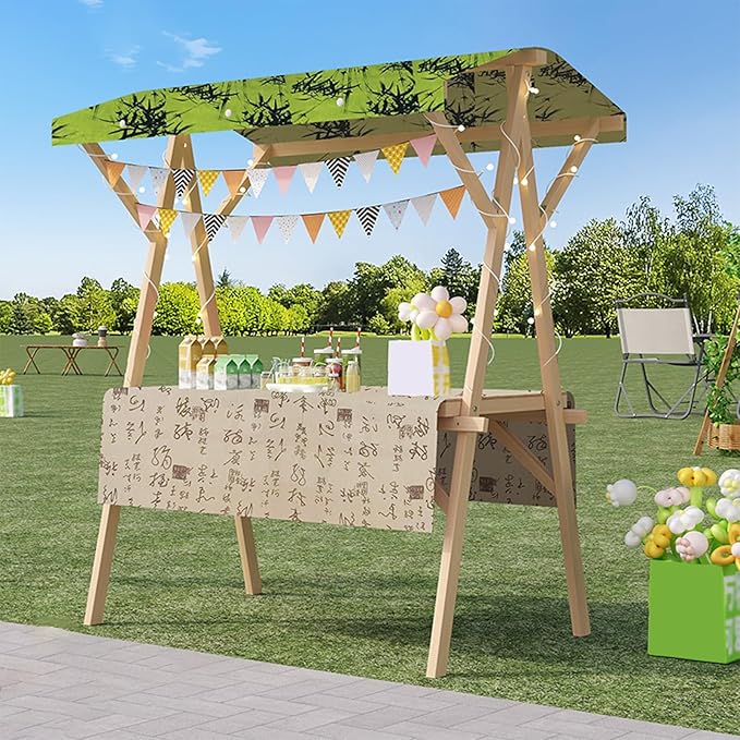 Outdoor Vendor Cart, Portable Cart with Canopy, Movable Stall Display Stand, Foldable Vending Stand Kiosk Display Trolley with Canopy, for Market, Street Food, Events(Green 5,150cm/59in)