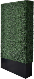 Artificial Boxwood Hedge Wall with Black Stainless Steel Base, Outdoor and Indoor Backdrop Divider Privacy Screen and Decorative Wall for Patio, Balcony, Restaurant, Various Events 48" W*12" D*96" H